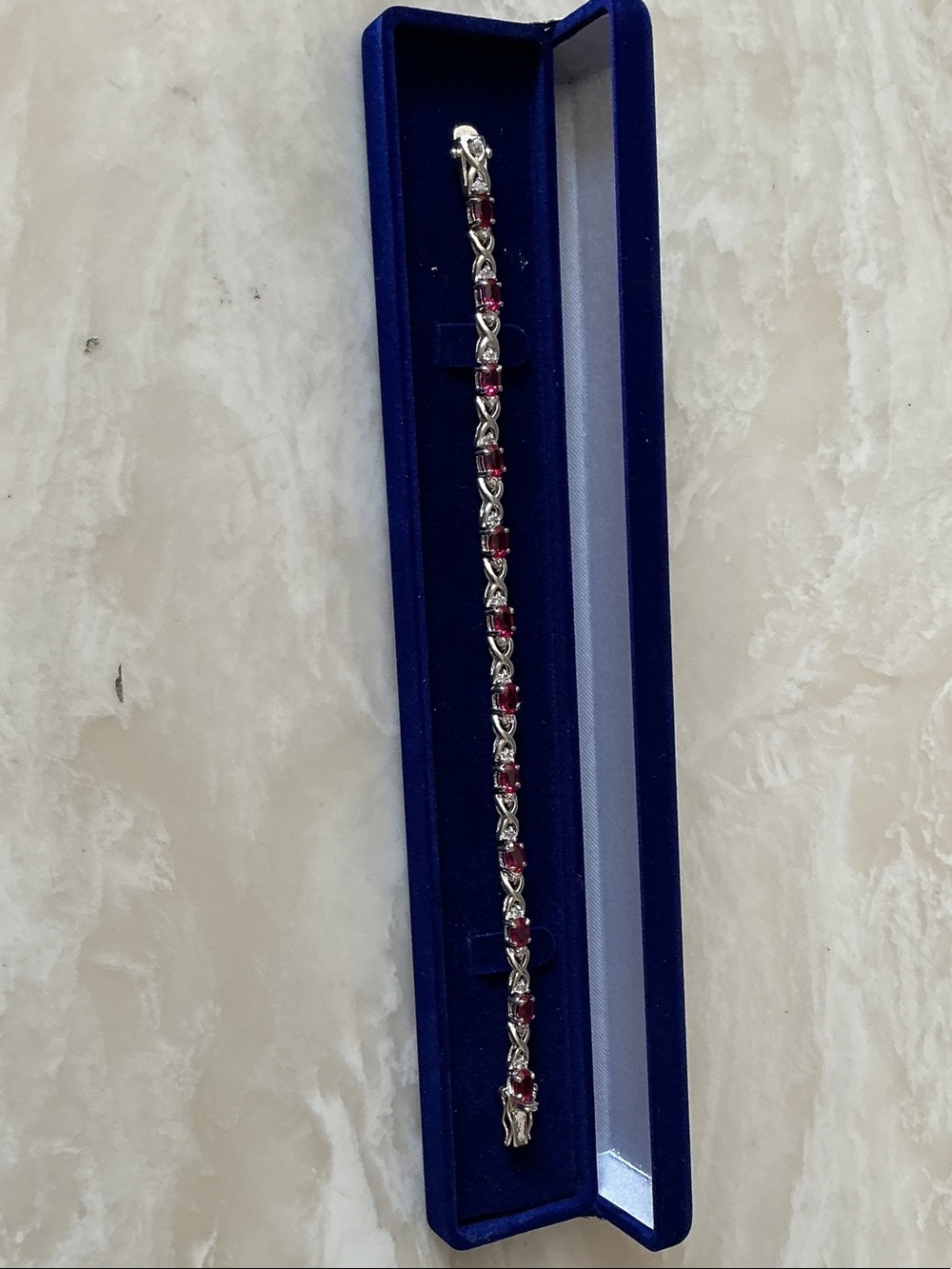 Sterling Silver Bracelet with ruby Gem Accents